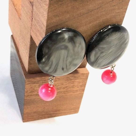 Disc Vintage Lucite Statement Earrings - Picture 6 of 8